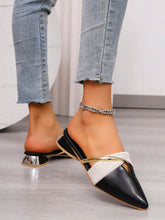 Women's Black Fashion Sexy Versatile Pointed Toe Splicing Upper Gold Stripe Design Elegant Slip-On